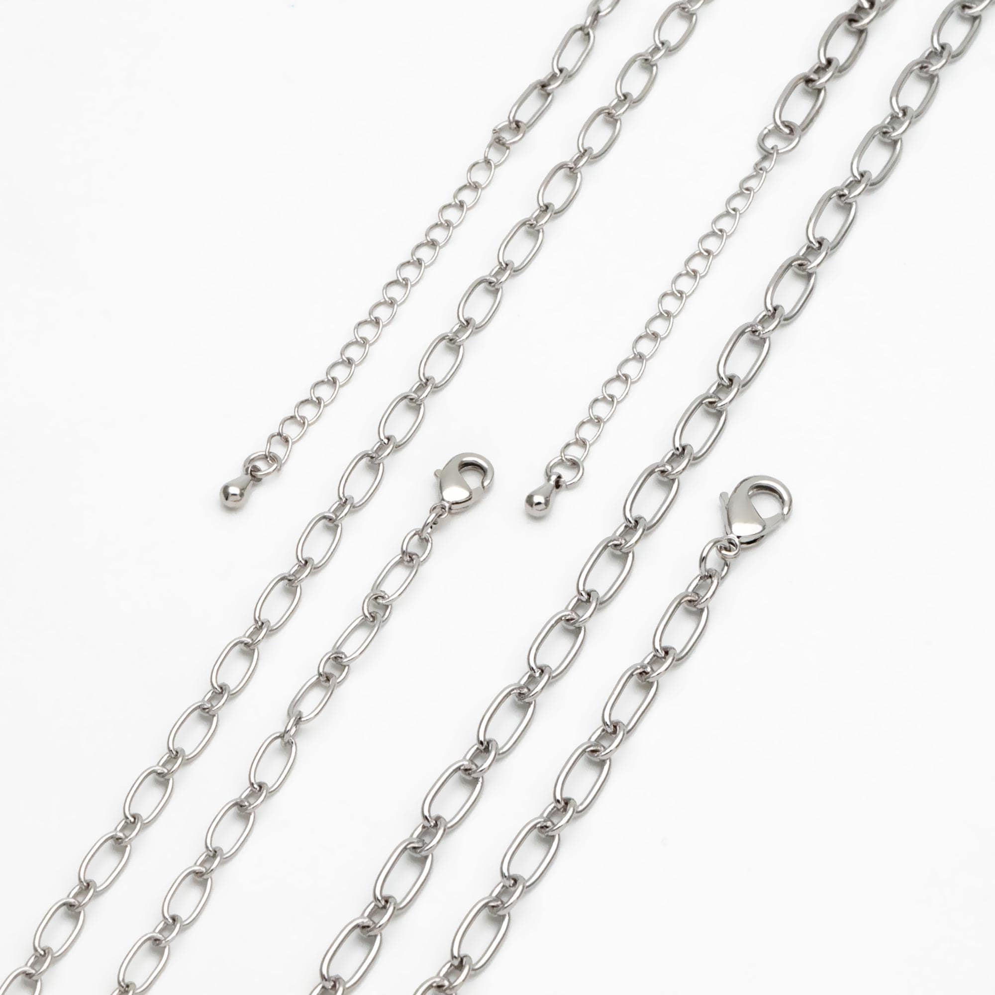 Dainty Gold/ Silver Oval Cable Chains 4/ 4.7mm, Finished Bracelet/ Anklet/ Necklace with Extender Chain, Ready to Wear (#LK-329)